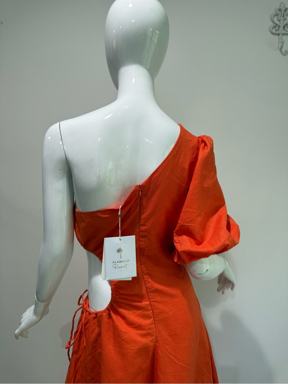 NWT Alamour The Label Morena Orange Cut Out Midi Dress Resortwear Wedding Guest - Picture 7 of 10